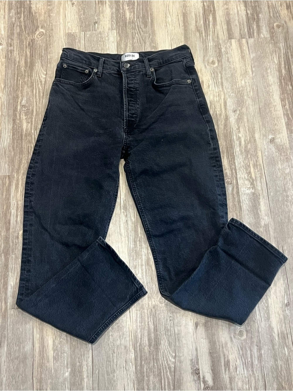 Black Agolde button fly jeans- cropped 26” inseam